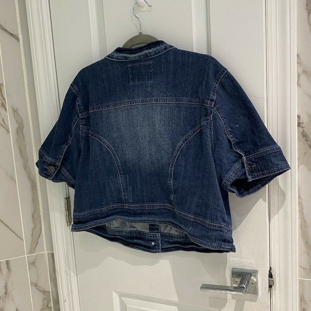 American Rag Cie Distressed Cropped Denim Jacket - Picture 7 of 12